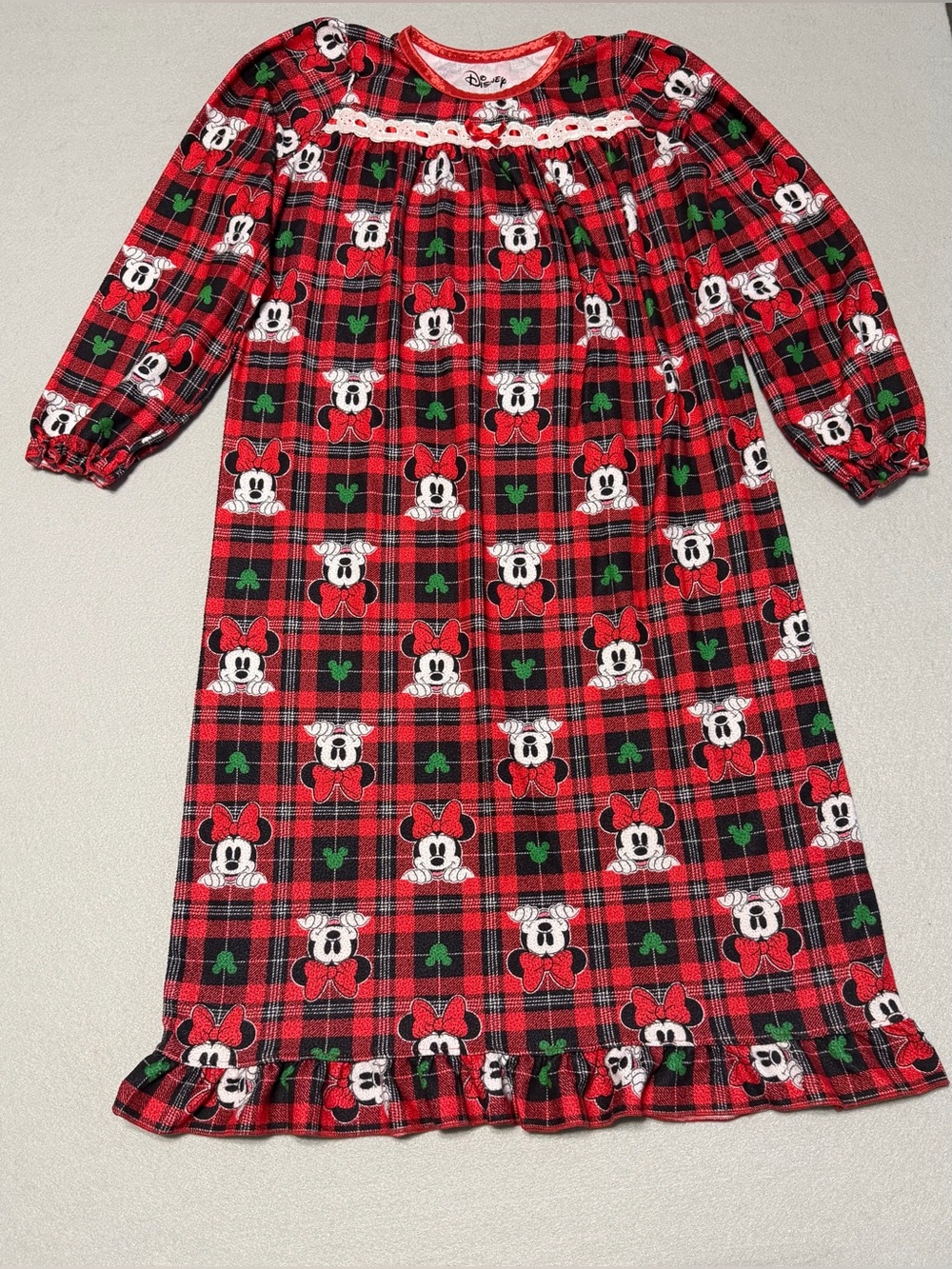 Disney Night Gown Minnie Mouse s8 Girls Red/Black Long Sleeve